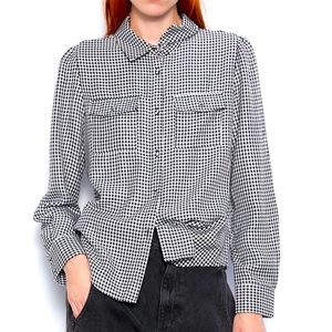 ZARA HOUNDSTOOTH SHIRT XS